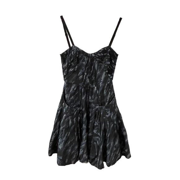 BCBGMaxAzria Silk Camo Mini Dress Size XXS Blue Tulle Pockets Winter Formal - Picture 1 of 16